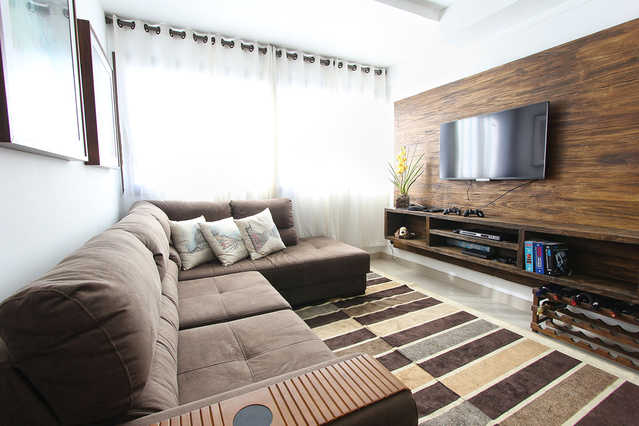 Image of living room with sofa and wall TV
